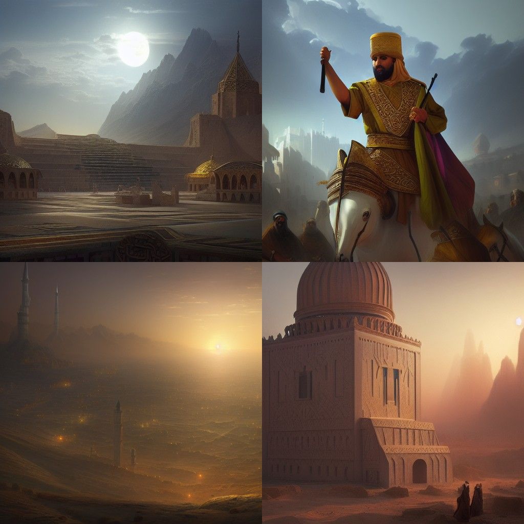 Saladin: Hyperdetailed Matte Painting in Neon Fantasy Style