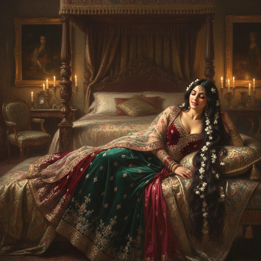 Sensuous Indian Woman in Renaissance Style