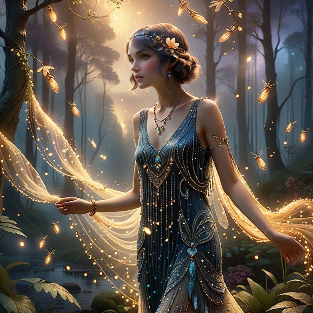 Luminous Flapper Goddess in Ethereal Hyperdetailed Fantasy