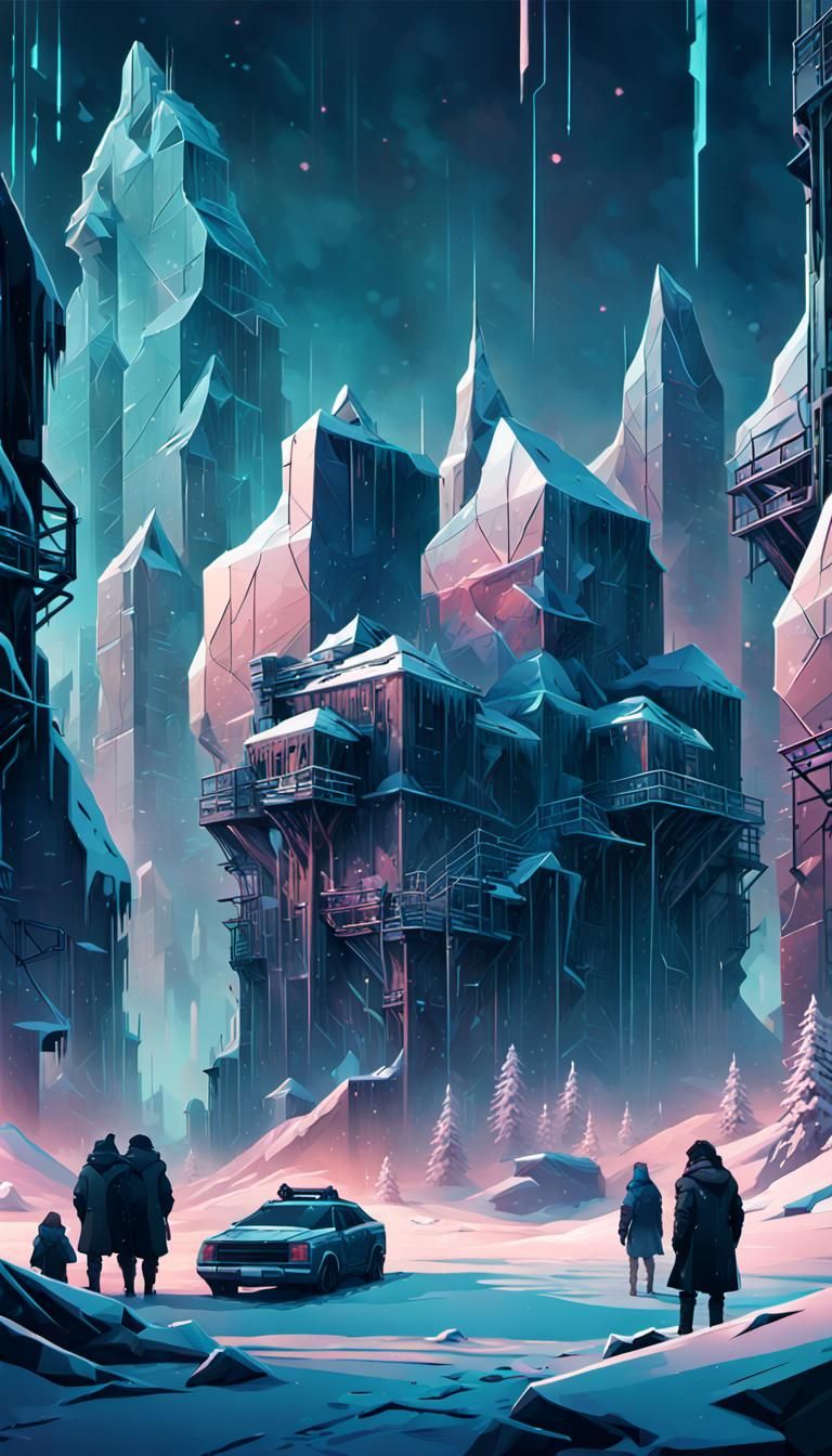 Cyberpunk Frozen Twilight Vector Art Design