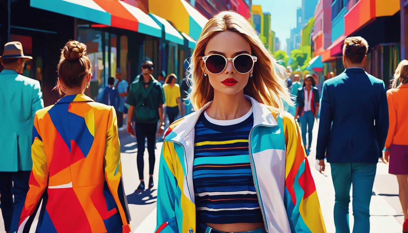 Urban Pop Art: Woman in City Street