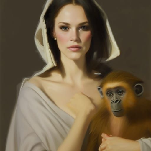 Countess with Baboon: Art Nouveau Portrait