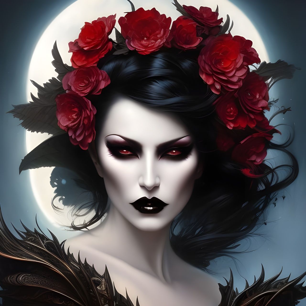 Glamorous Gothic Vampire with Intricate Details