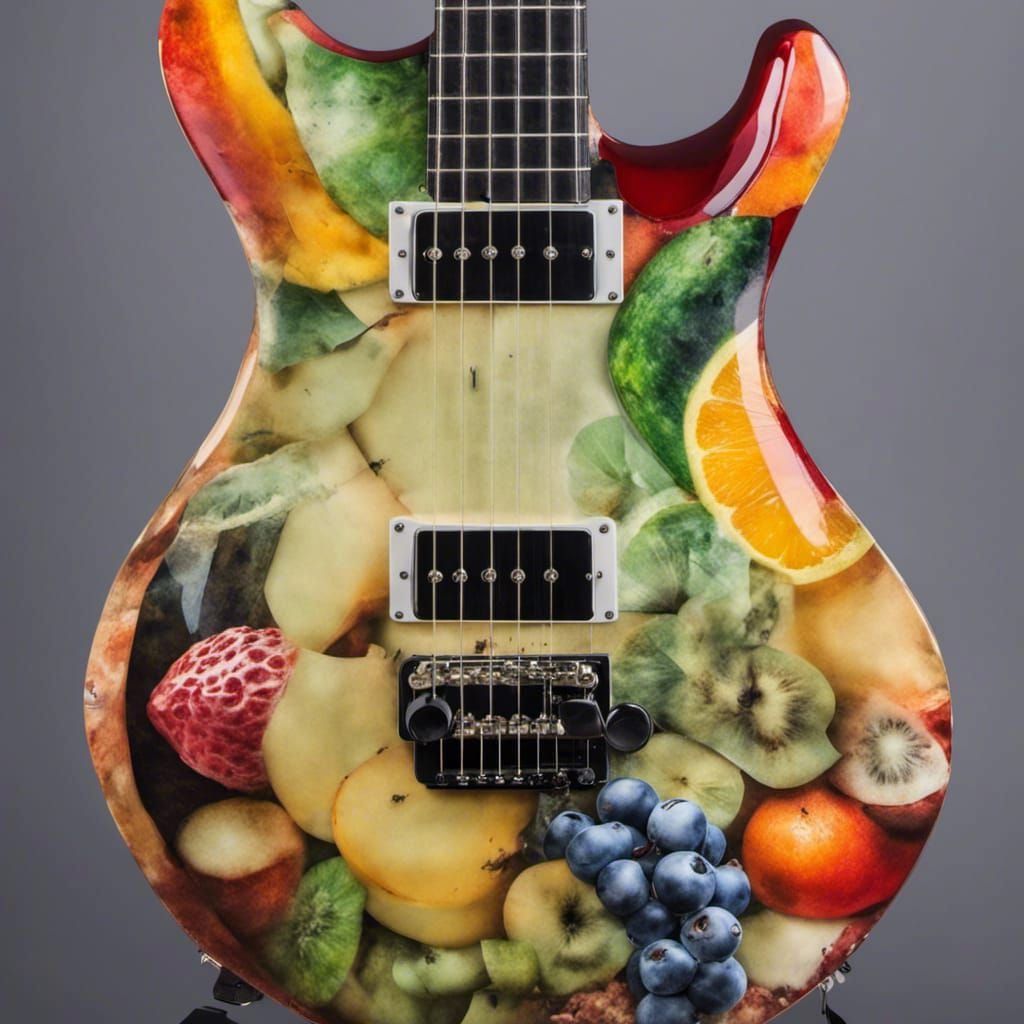 Fruit Guitar in Archimboldo Collage Style