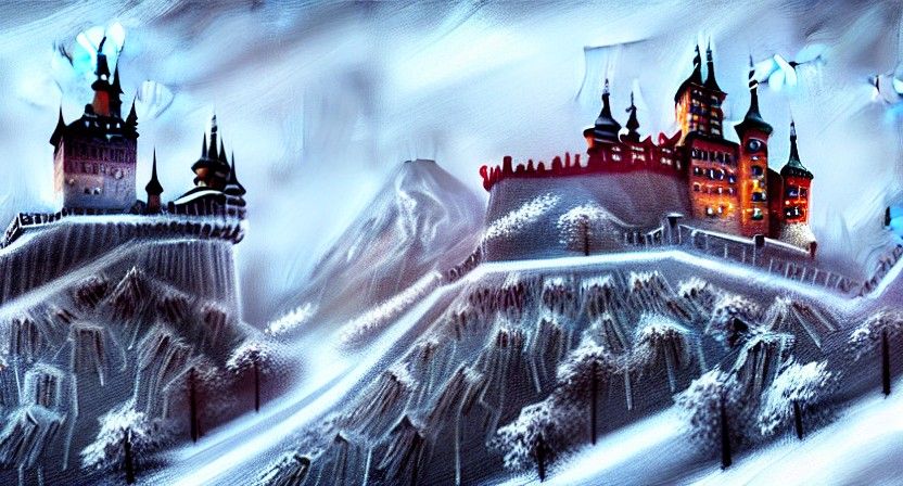 Dracula's Castle in Winter: Gothic Fantasy Art