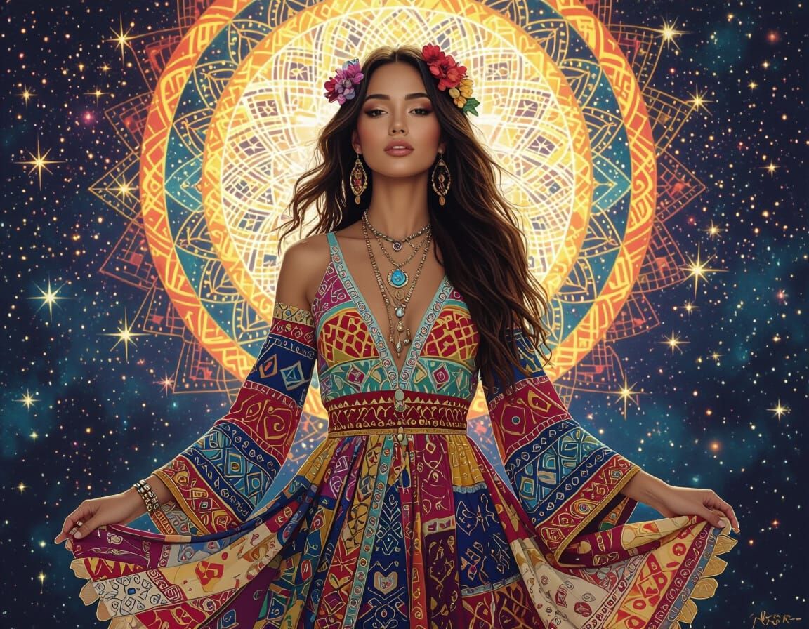 cosmic boho dress