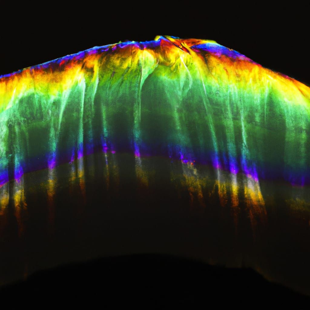Caustic Lava Rainbows Erupting From a Volcanic Aurora