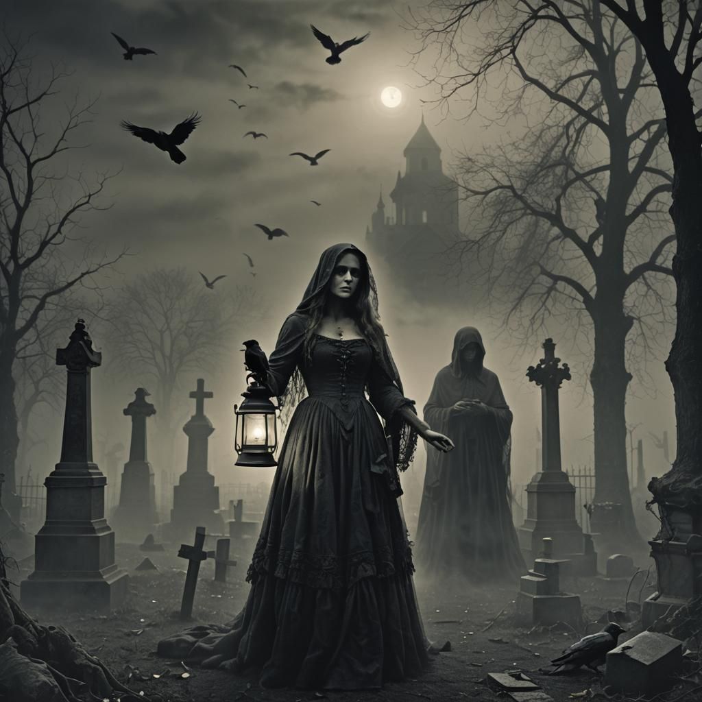 Spectral Phantoms in a Foggy Cemetery at Night