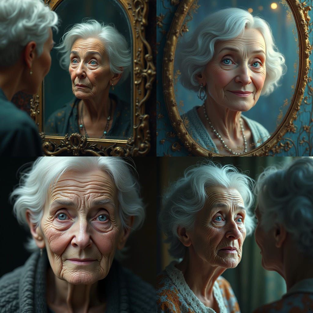 Dementia's Haunting Gaze in a Mirror