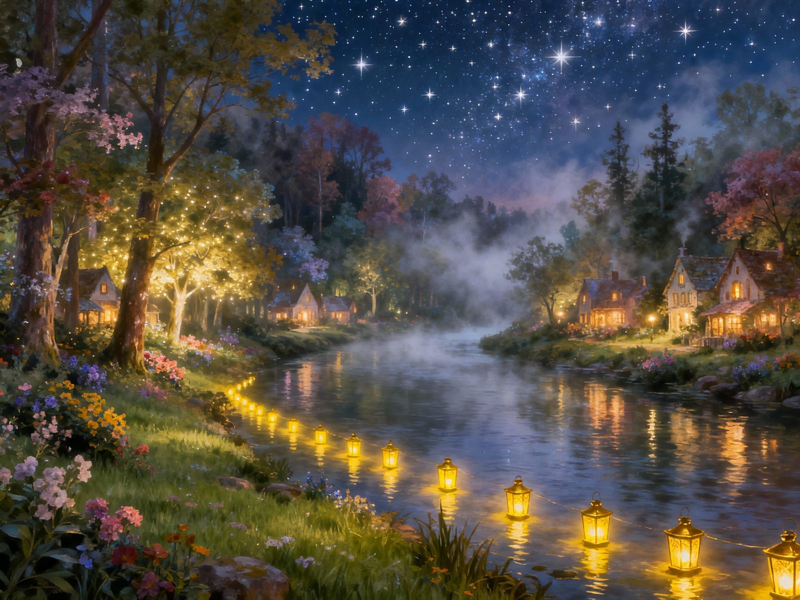 Magical Fairyland Under Starry Night Sky