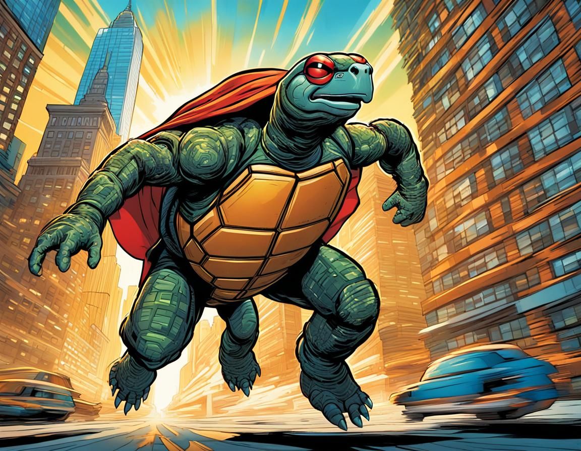 Superhero Tortoise Zips Through New York City in Dynamic Com...