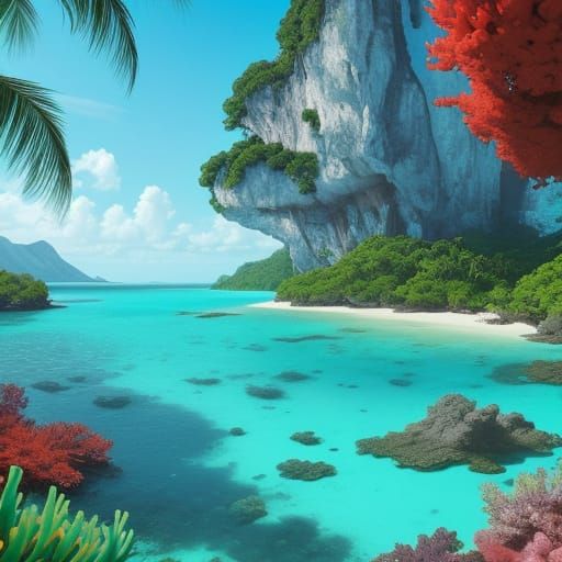 Turquoise Lagoon Shimmers: A Tropical Paradise