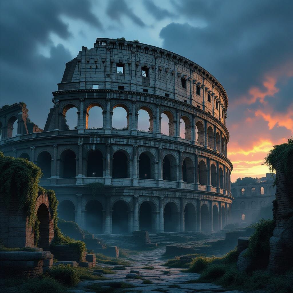 Ancient Stone Coliseum Reclaimed by Nature