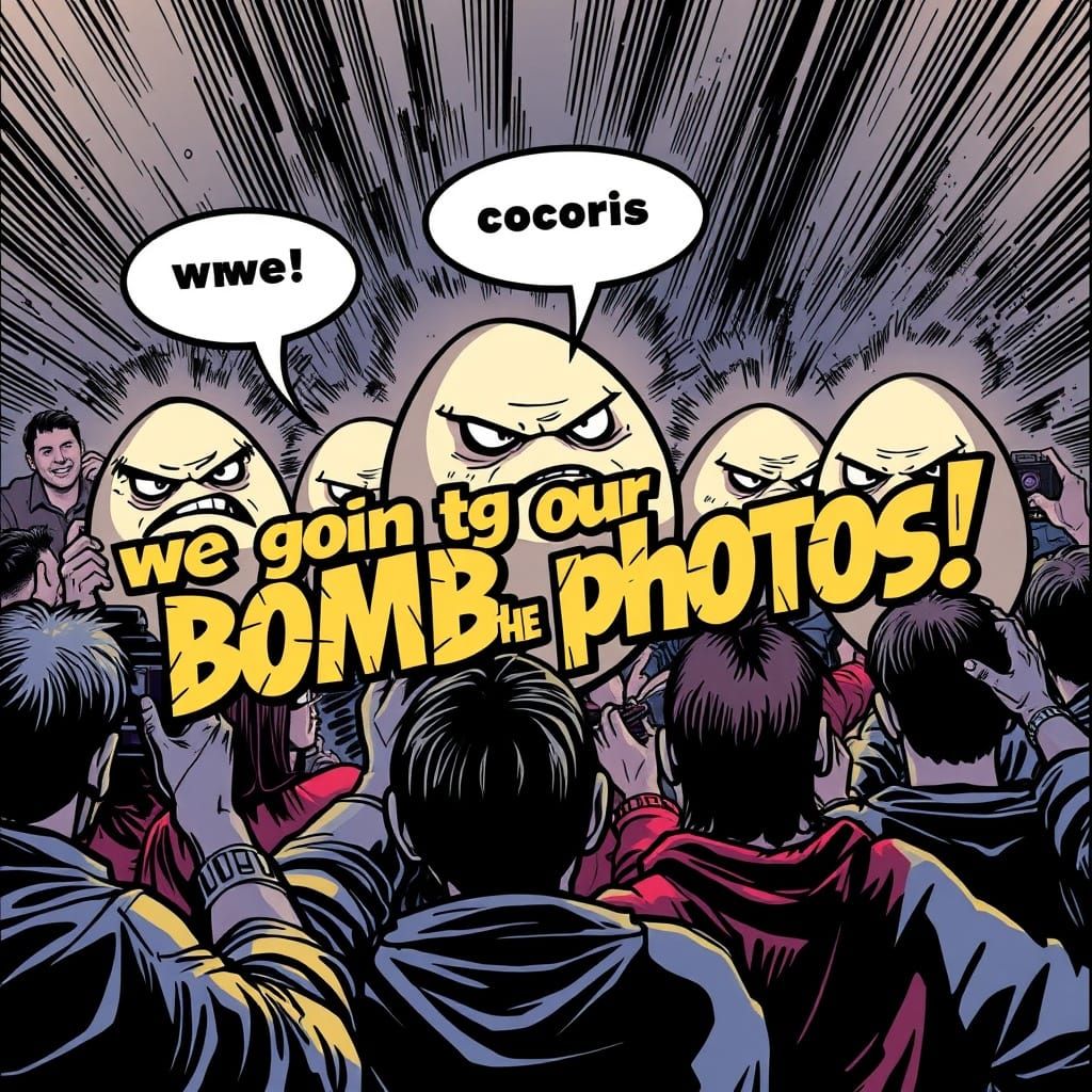 Angry Eggs Photobomb Comic Style Art