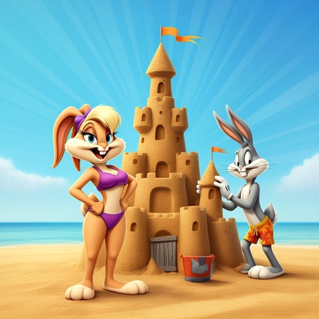 Lola Bunny and Bugs Bunny's Beach Vacation in 3D