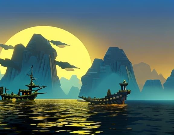 Guybrush and Elaine on Monkey Island in 3D