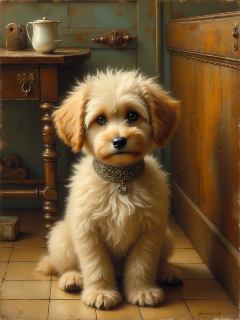 Nostalgic Pet Portrait in American Realism Style