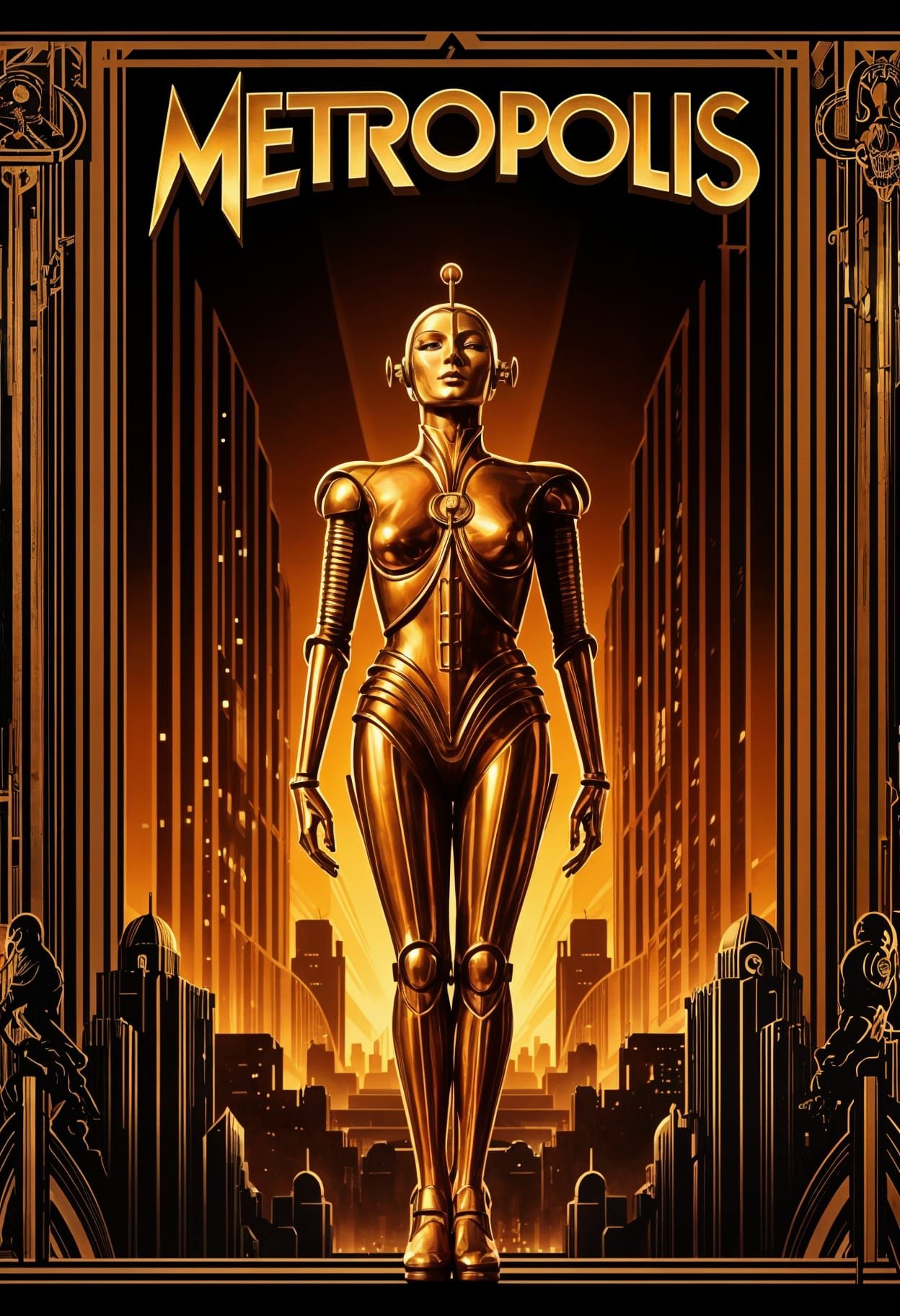 Metropolis Movie Poster: Art Deco Robot