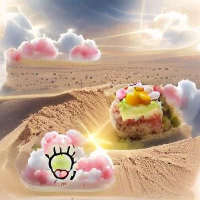 Kawaii Zombie in Desert with Sunshine Beams