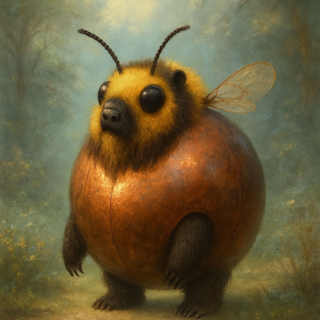 Bee Bear Monster Illustration in Ethereal Fantasy Style