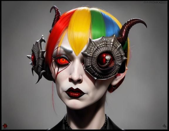 Gothic Horror Albino Character with Red Eyes