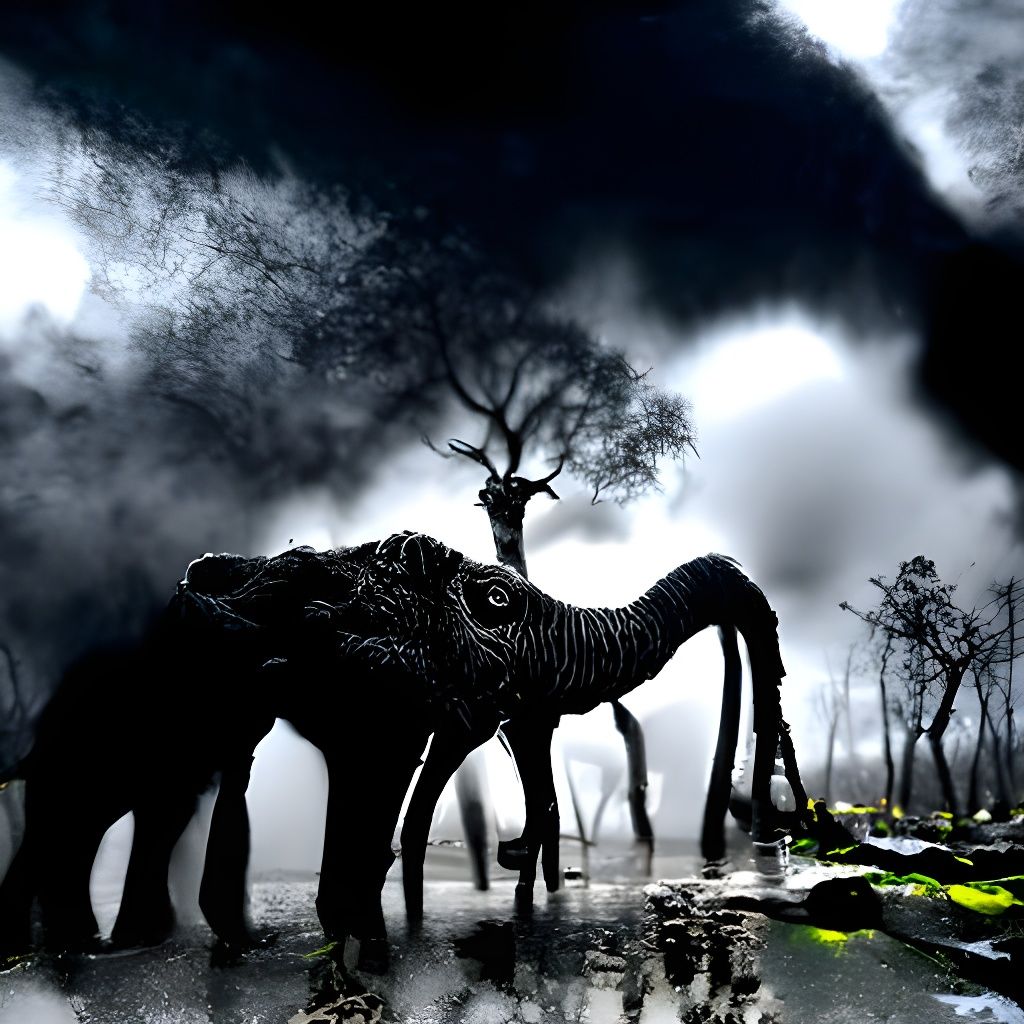 Surreal Swamp Megapolis Under Milky Way