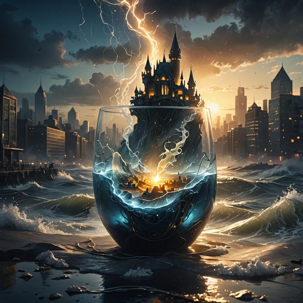 Glass 'A' in Swirling Fog: A Dark Fantasy Illustration