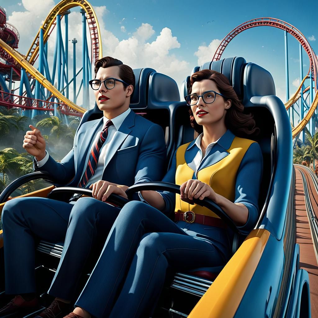 Clark and Lois on a Rollercoaster: Fantasy Art