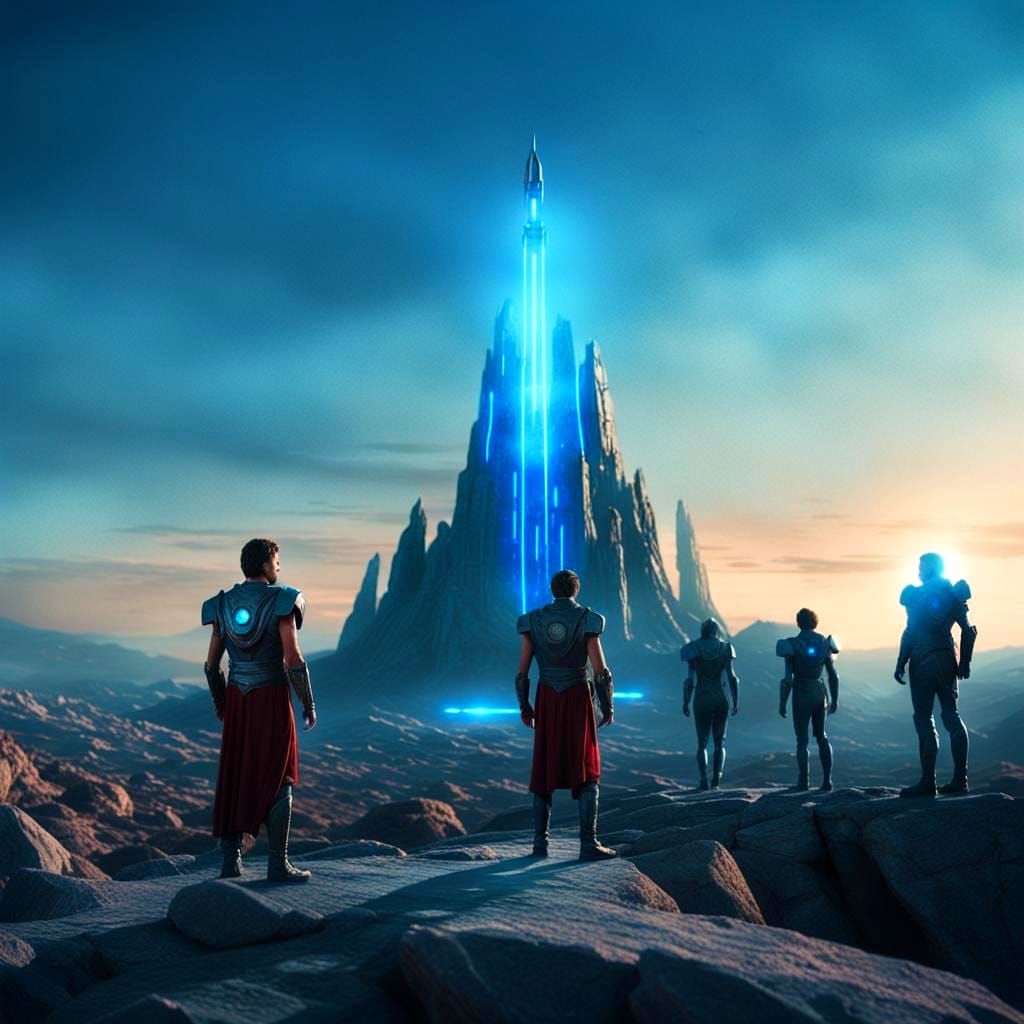 Futuristic Olympian Gods Arriving in Spaceships