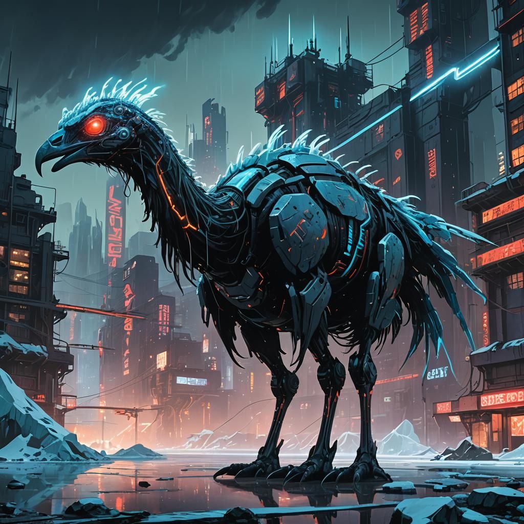 Cyberpunk Glacier Escape: Neon Cityscape Concept Art