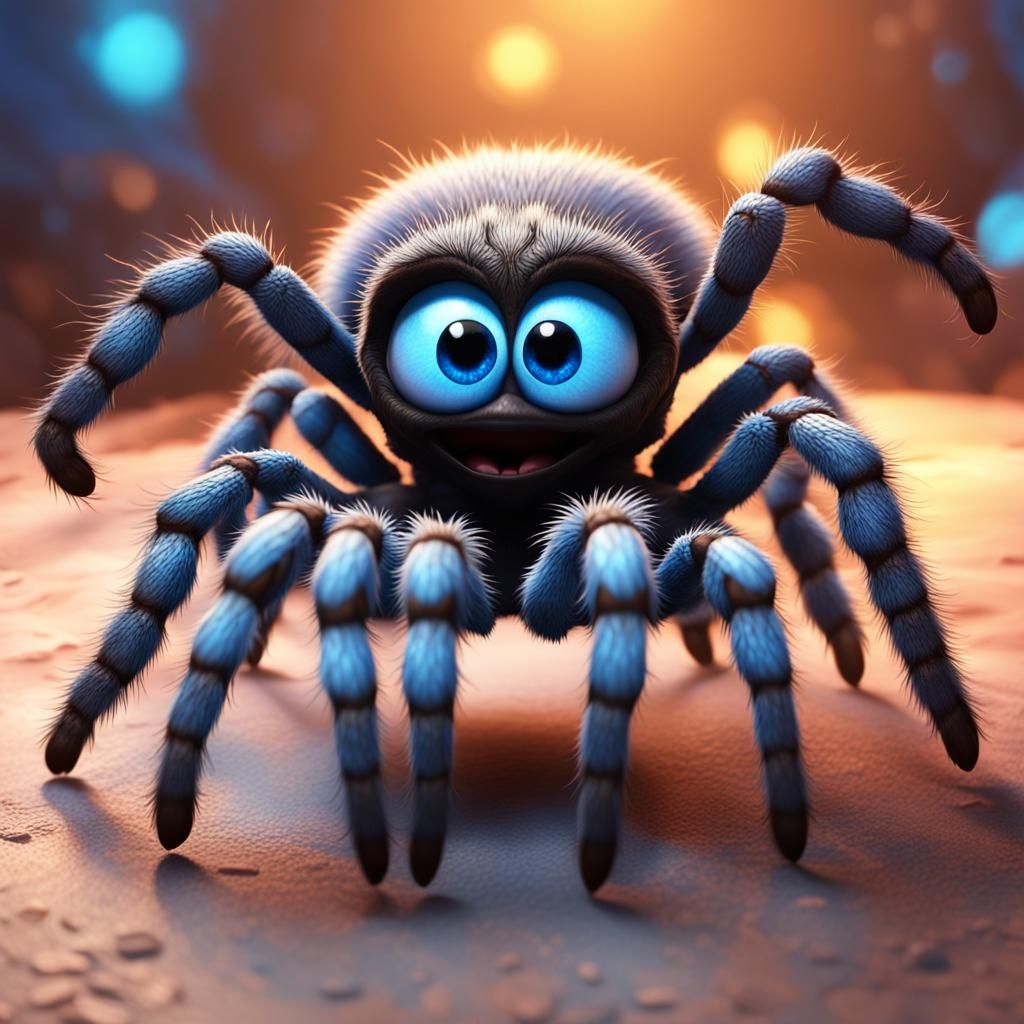 Adorable Dark Tarantula Reaching for a Hug as 3D Art