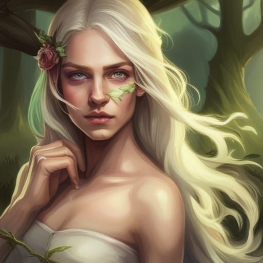 Fairycore Ghost Girl in Humid Bog, Detailed Portrait