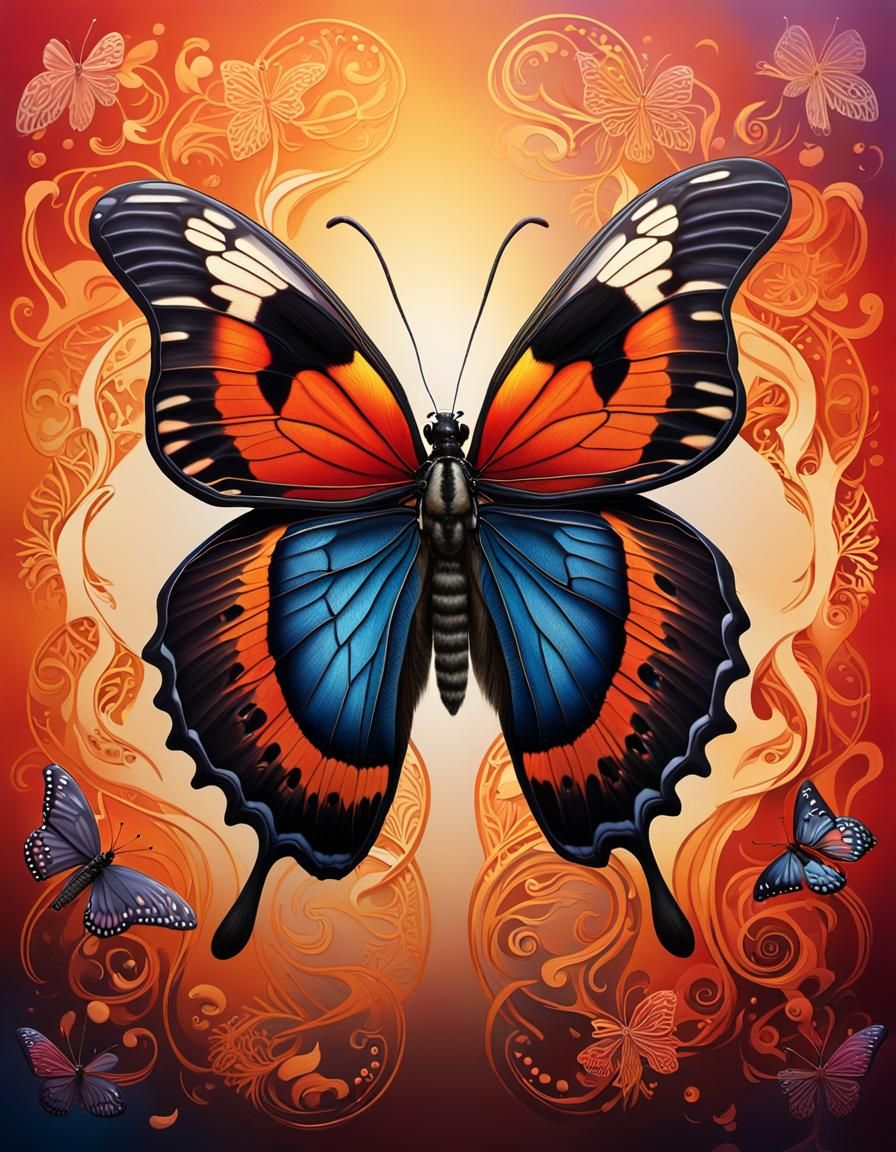 Hyperrealistic Aglais io Butterfly Concept Art