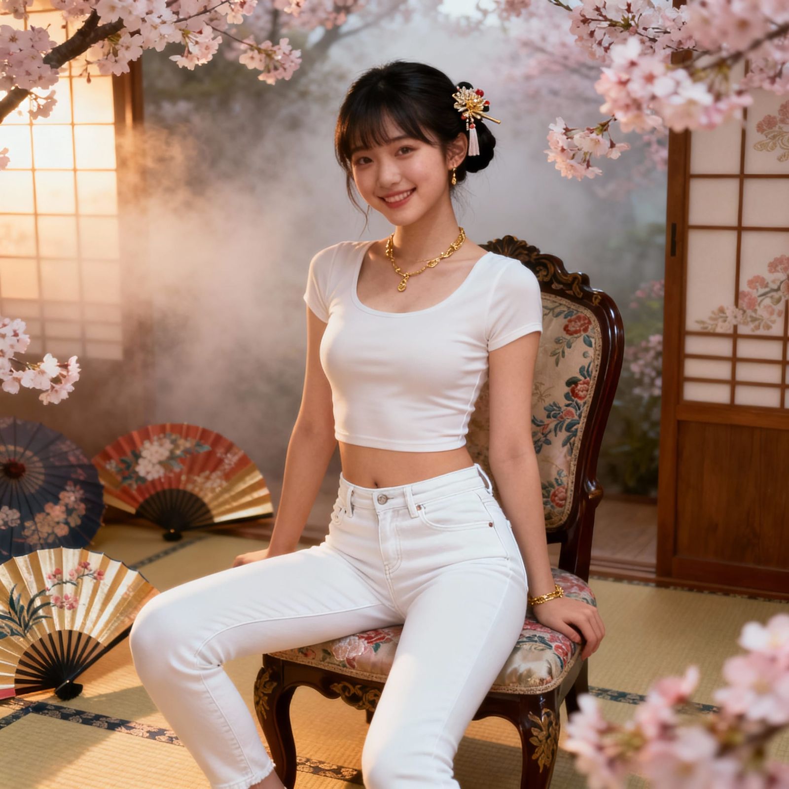 Japanese Woman in Traditional Setting