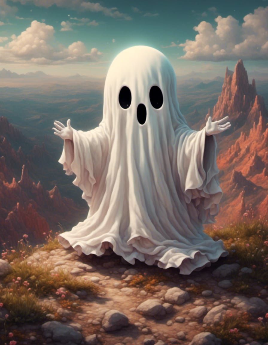 Cute Baby Ghost on a Mountaintop