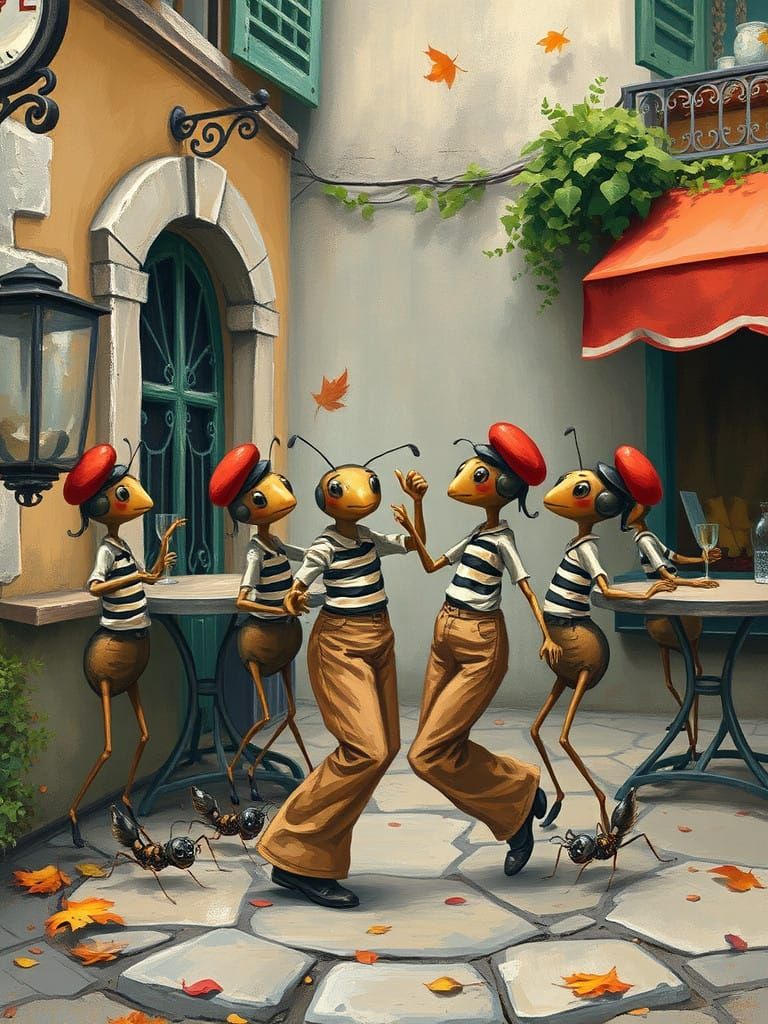 French Café Ants Dance in Whimsical Can Can Style