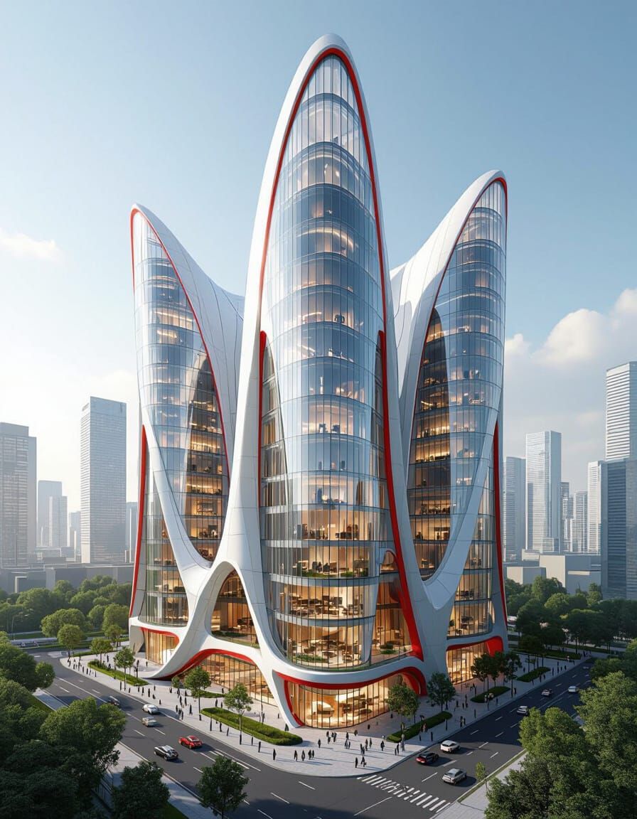 Futuristic Petal Skyscrapers in Glass and Aluminum