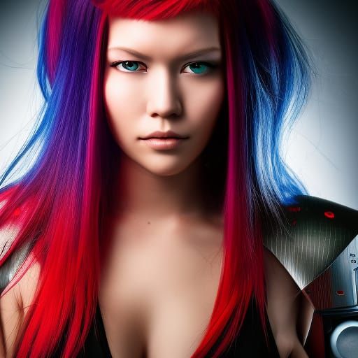 Cyberpunk Erza Scarlet Portrait in Studio Lighting