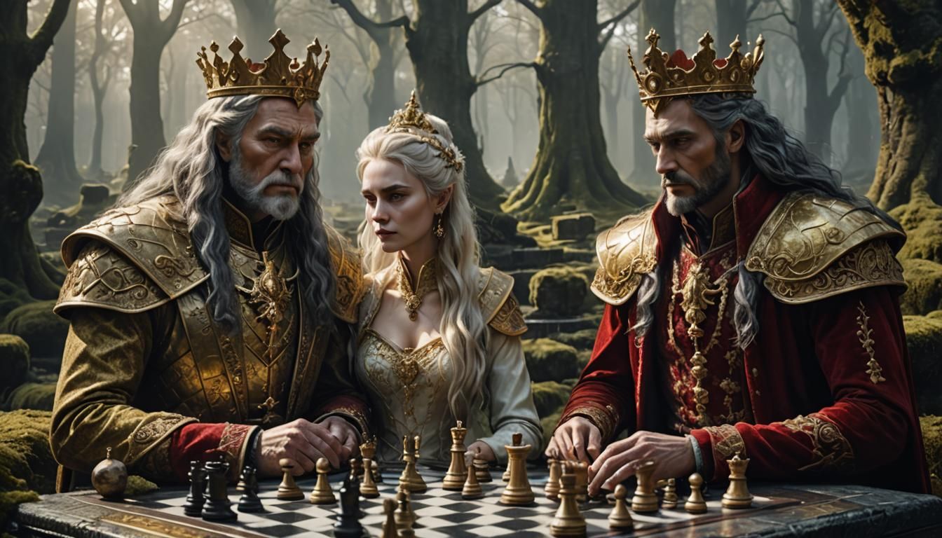 Chess Game: Dark Fantasy Portrait in Opulent Detail