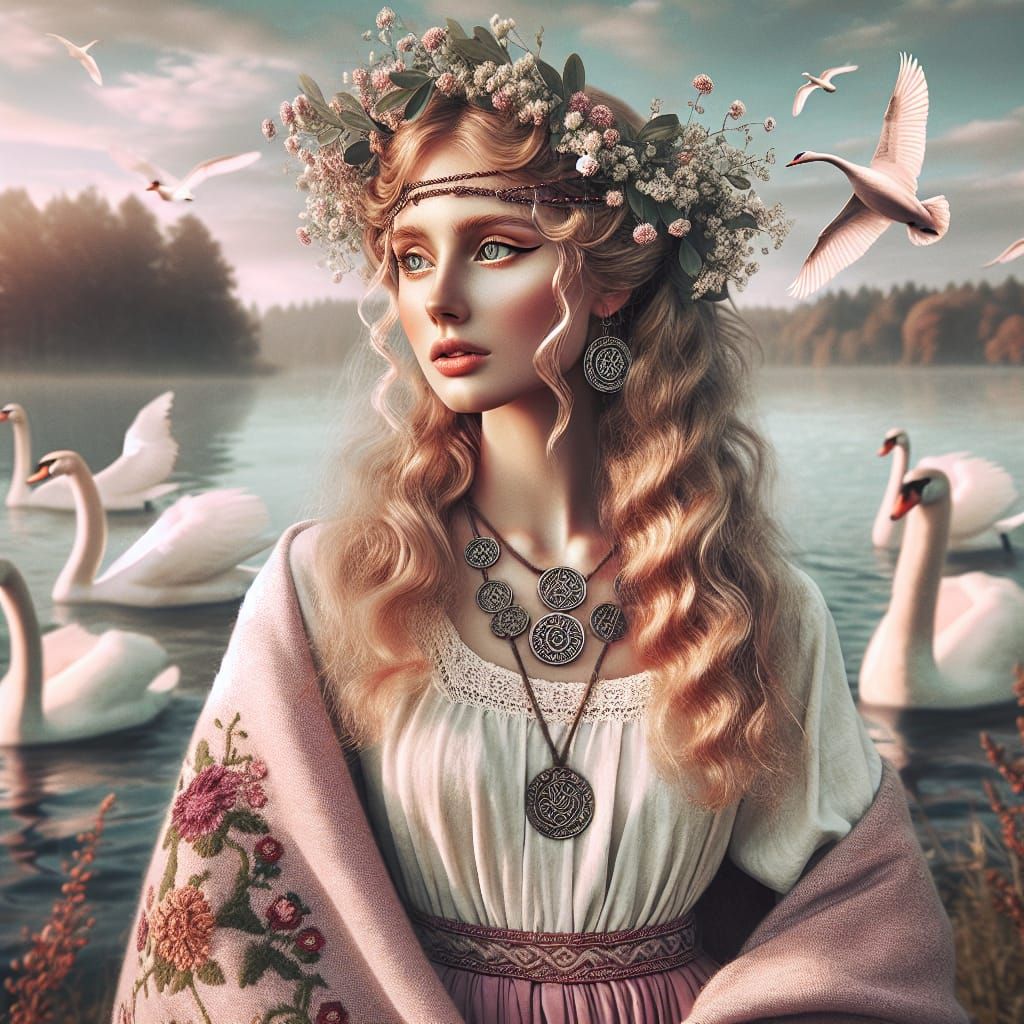 Laima: Baltic Goddess of Fate in Hyperrealistic Style