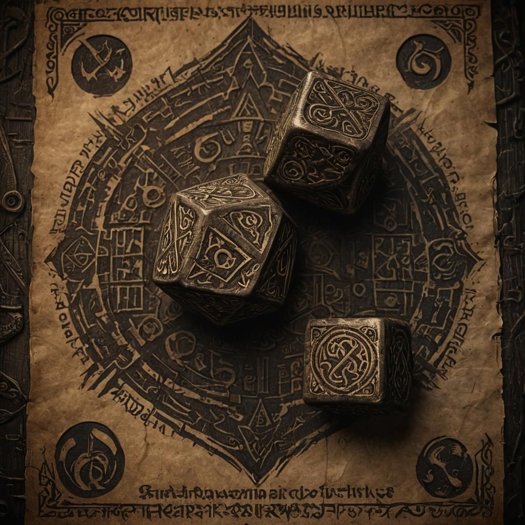 Ominous Viking Dice in Dark Fantasy Art