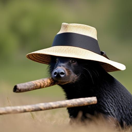 Honey Badger in Hat Smoking Cigar: Photo