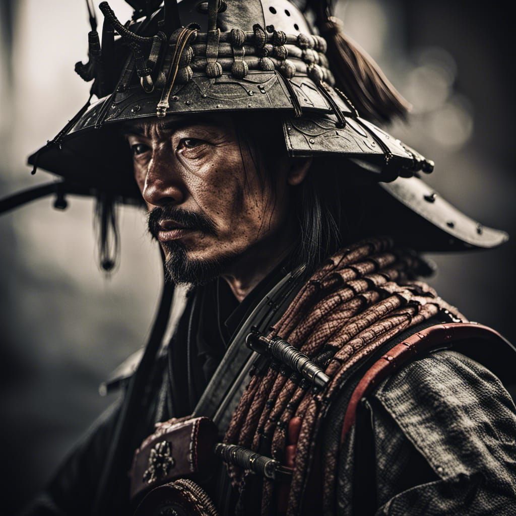 Samurai Warrior Portrait in Hyperrealistic Style