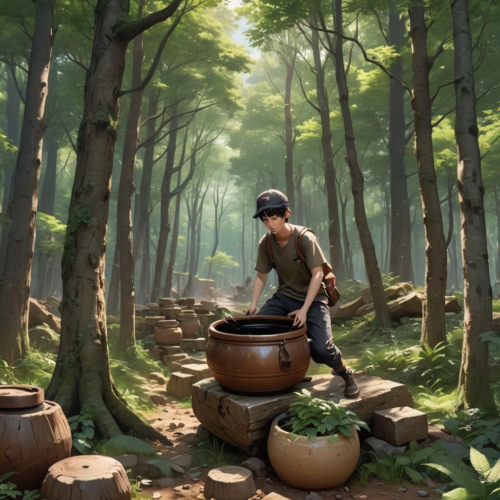 Delivery Man with Korean Crock in Anime Style