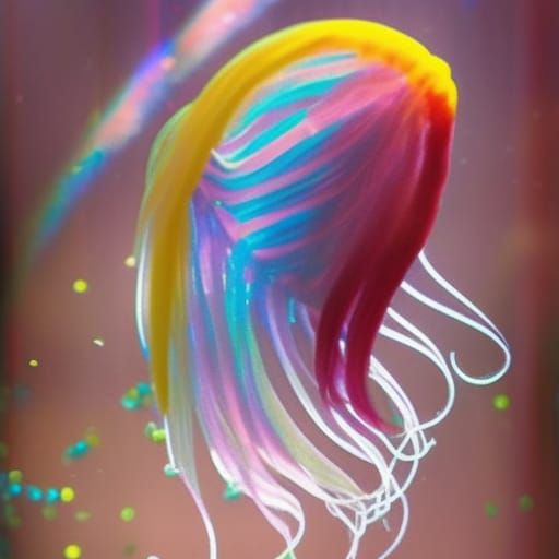 Rainbow Jellyfish in Aquarium: Digital Matte Painting