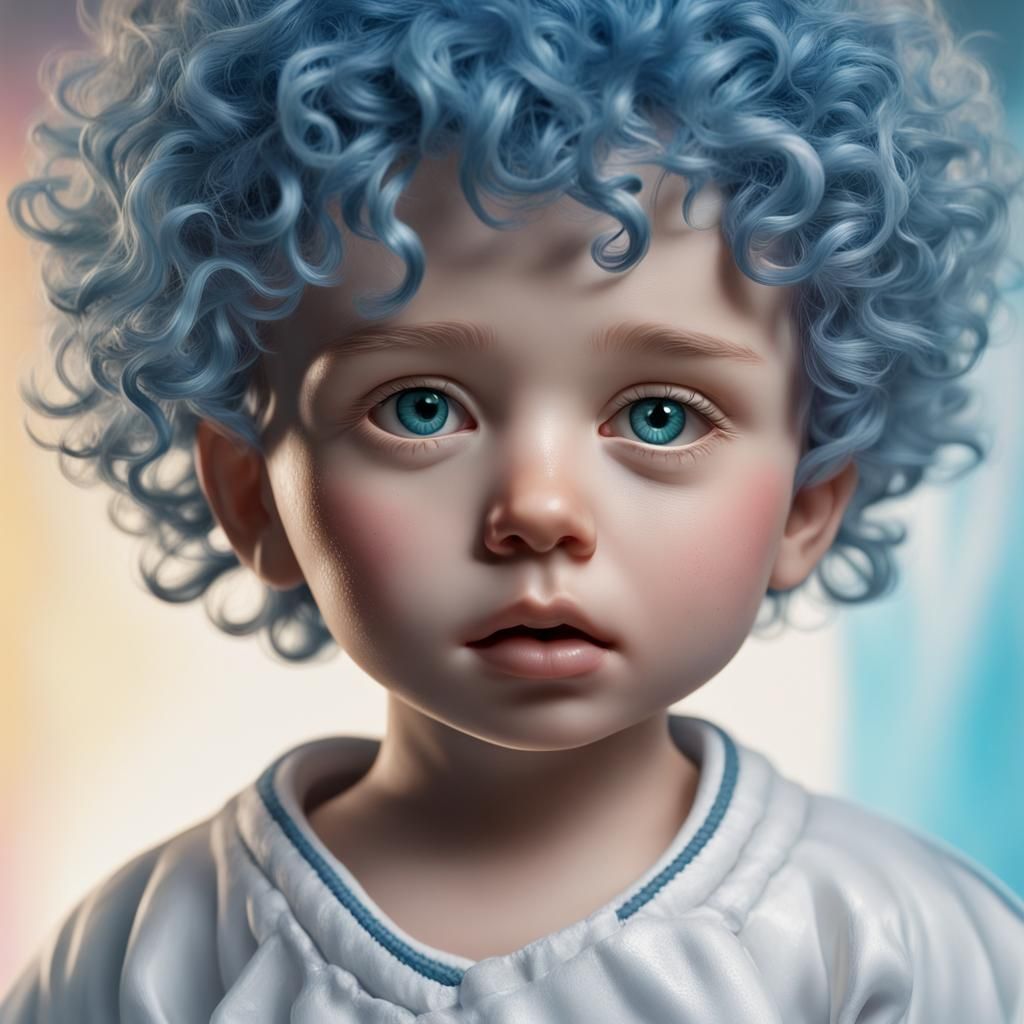 Blue-Haired Baby Doll in Splash Art Style