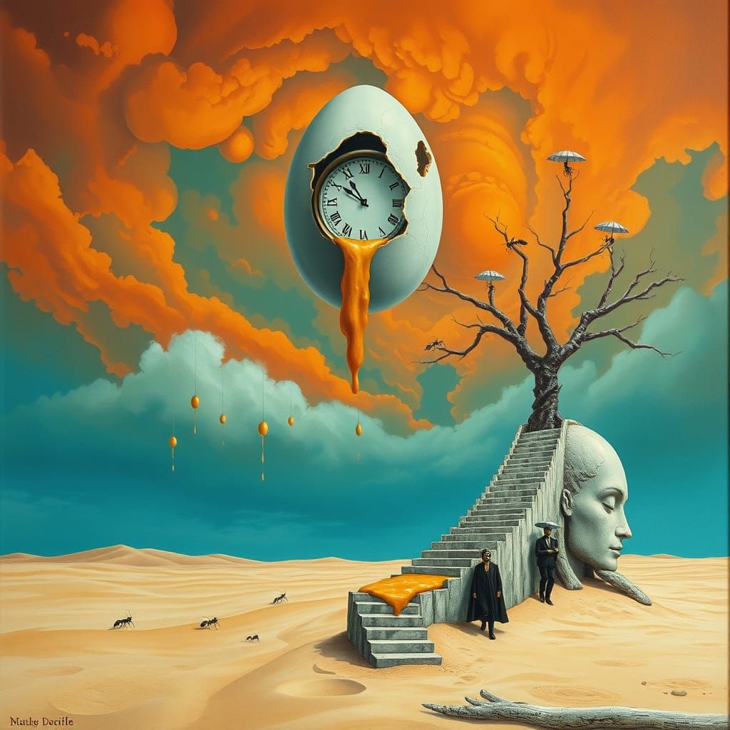 Surreal Desert Dreamscape in Gouache and Watercolor