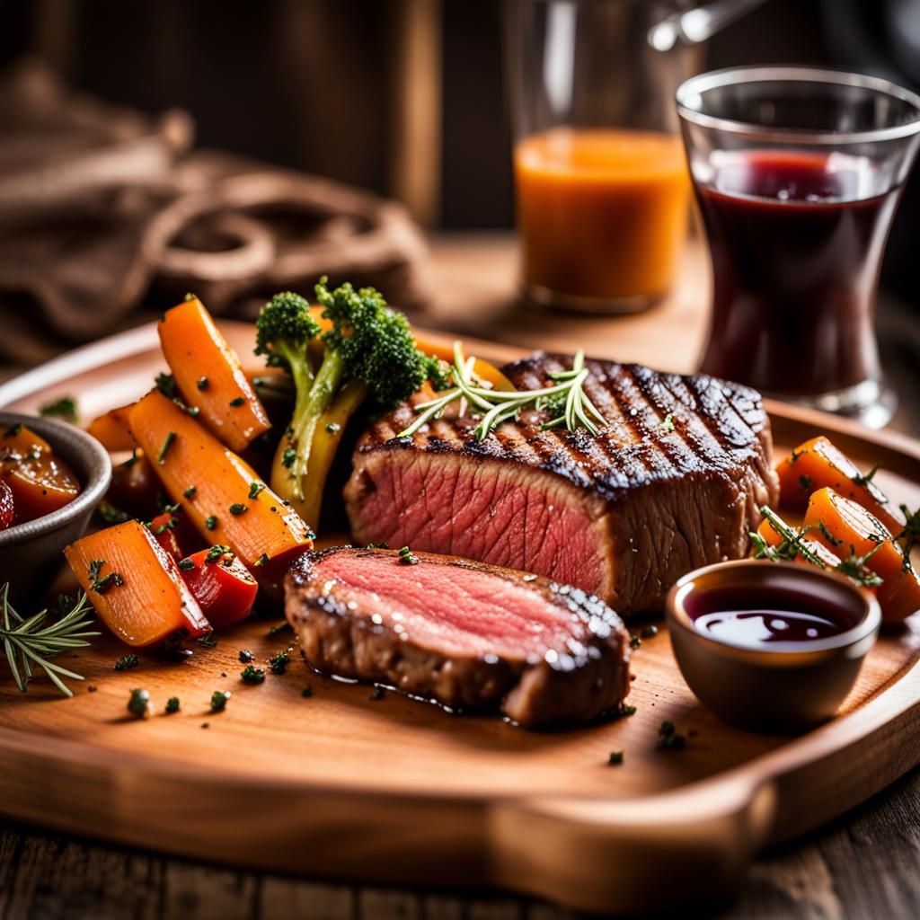 Rustic Steak Dinner Close-Up Photo