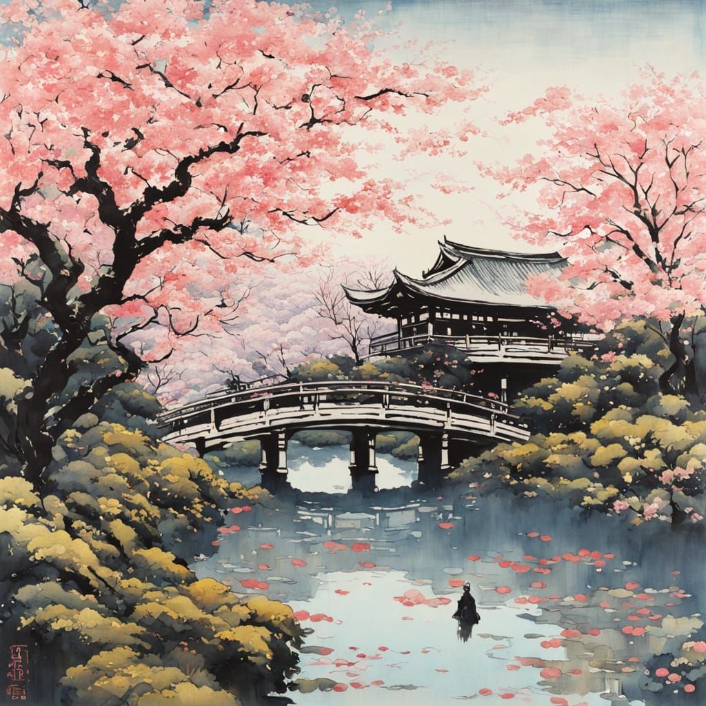 Cherry Blossom Picnic in Yamato-e Style