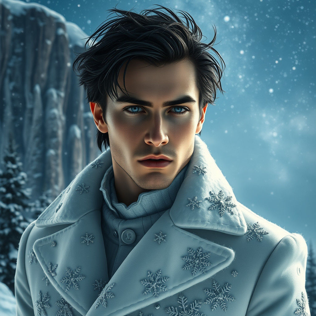 Icy Stare on a Winter Cliff: Digital Rendering